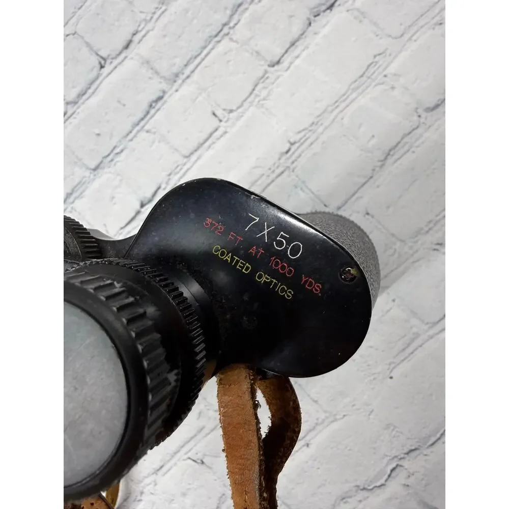 Vintage Stellar Binoculars 7x50 with Lens Caps and Leather Carry Case
